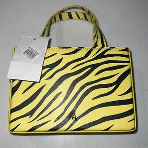 🆕Amina Muaddi Giorgia Mini Bag NWT Printed Lemon Yellow Snakeskin